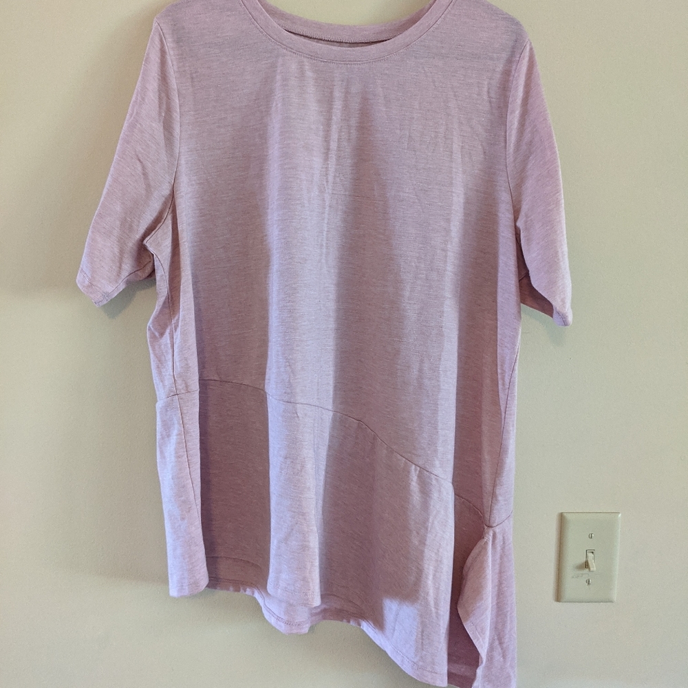 Lane Bryant Pink Asymmetrical Tee, Size 18/20